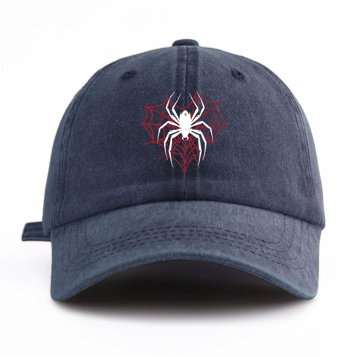 1pc Spider Print Washed Baseball Cap for Adults,Minimalist Retro Style Casual Soft Adjustable Dad Hat,Perfect As Gift