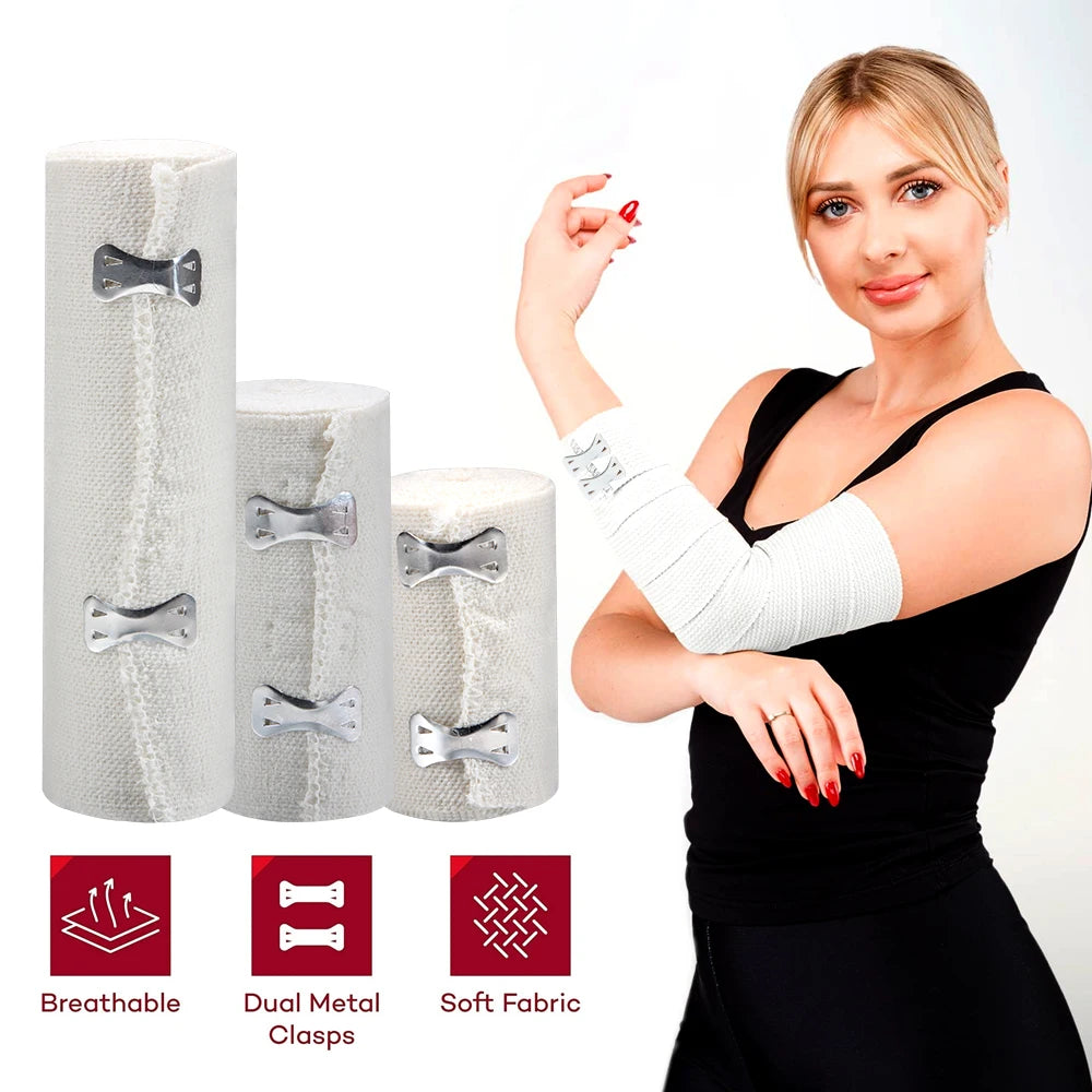 1 Roll Elastic Bandage Wrap,Stretch Compression Bandage Stretches up to 450cm for Sports, Sprains, Calf, Ankle, Foot