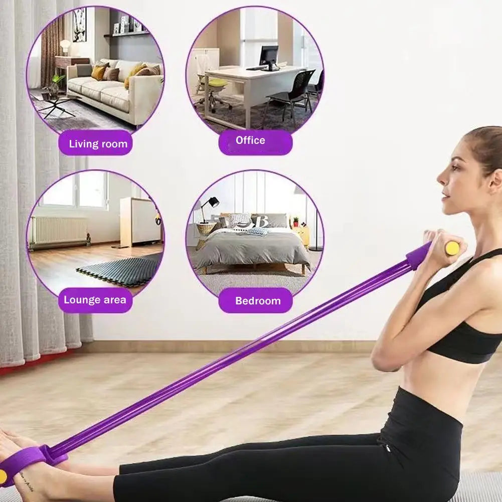 6-Tube Yoga Resistance Band Pedal Puller Elastic Pull Rope Adjustable Resistance Trainer Abdomen Waist Exercise Band Durable