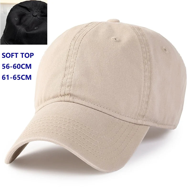 Men Women Oversize XXL 100% Cotton Baseball Cap, Large Hat for Big Heads 56-63cm (23.5'-25.5'), Adjustable Plain Dad Cap