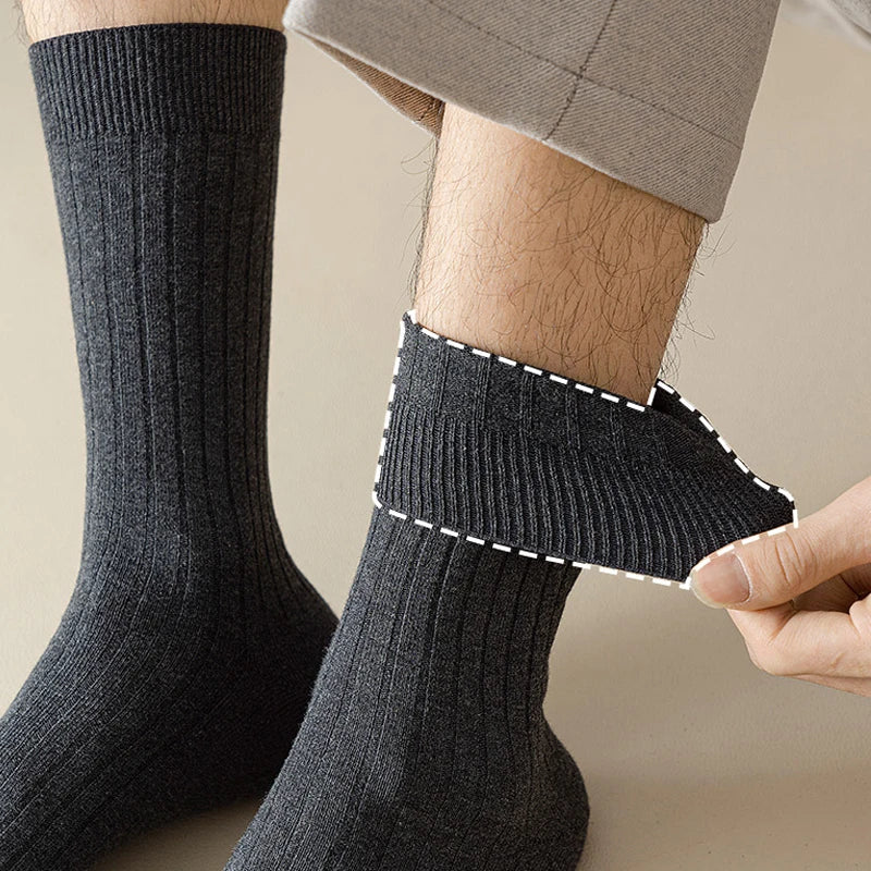 Mans Socks Long Plus Large Size Cotton Solid Striped Business Boneless Soft Breathable Sweat-Absorbing Party Dress Crew Socks