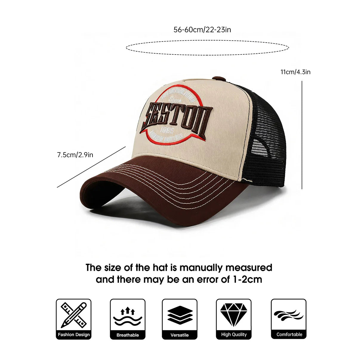 Large Head Circumference Baseball Cap for Men and Women, Sun Protection Visor Cap, Face-Slimming Outdoor Sports Cap, Breathable