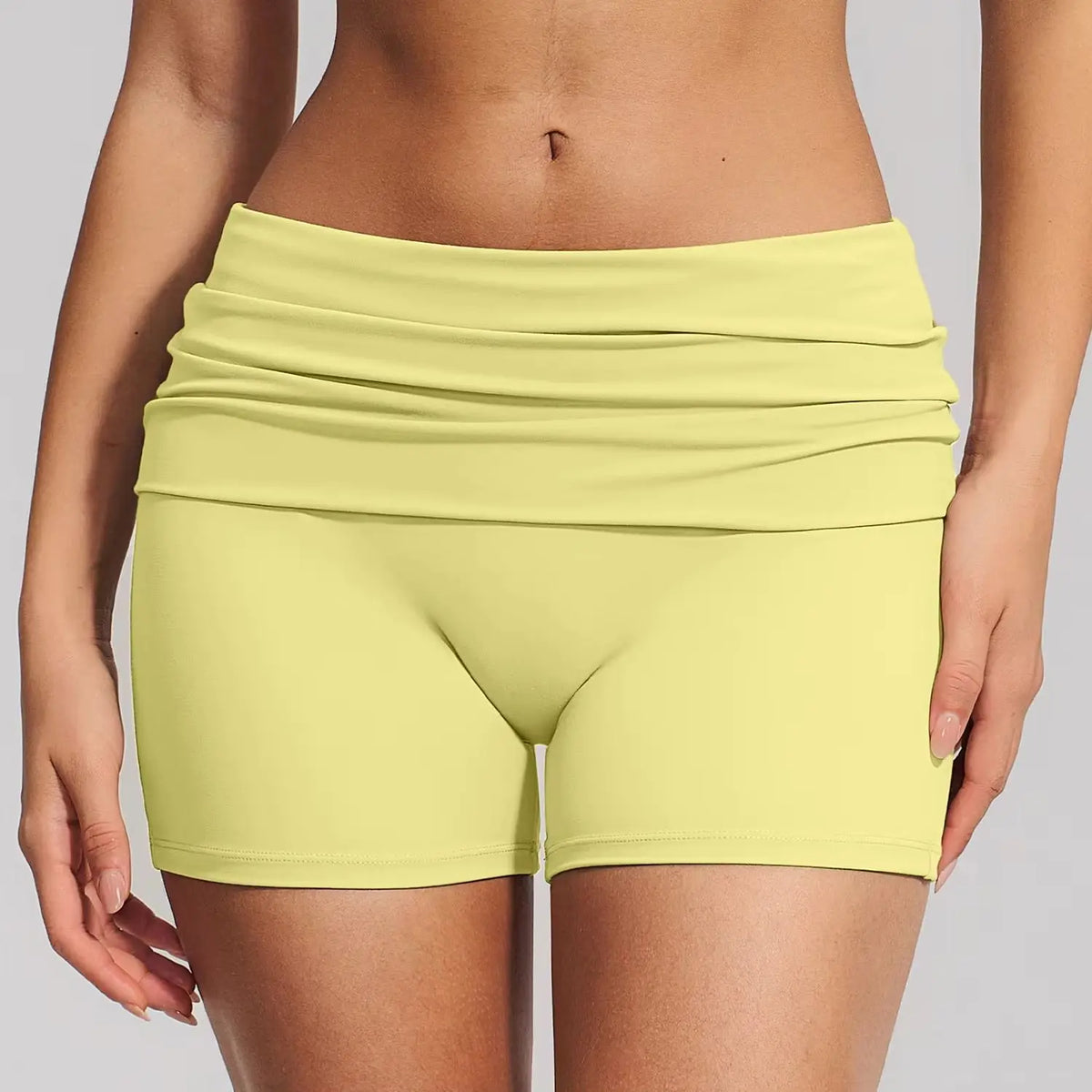 Summer Women Fitness Workout Shorts Yoga Shorts Fold Over High Waist Lift Butt Fitness Shorts Women Running Push Up Gym Shorts