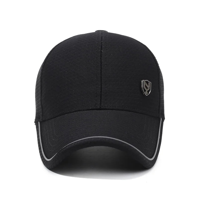 Summer Men's Black Breathable Cap Versatile Korean Version Versatile Men's Baseball Outdoor Recreational Fishing Sun Hat 56-60cm