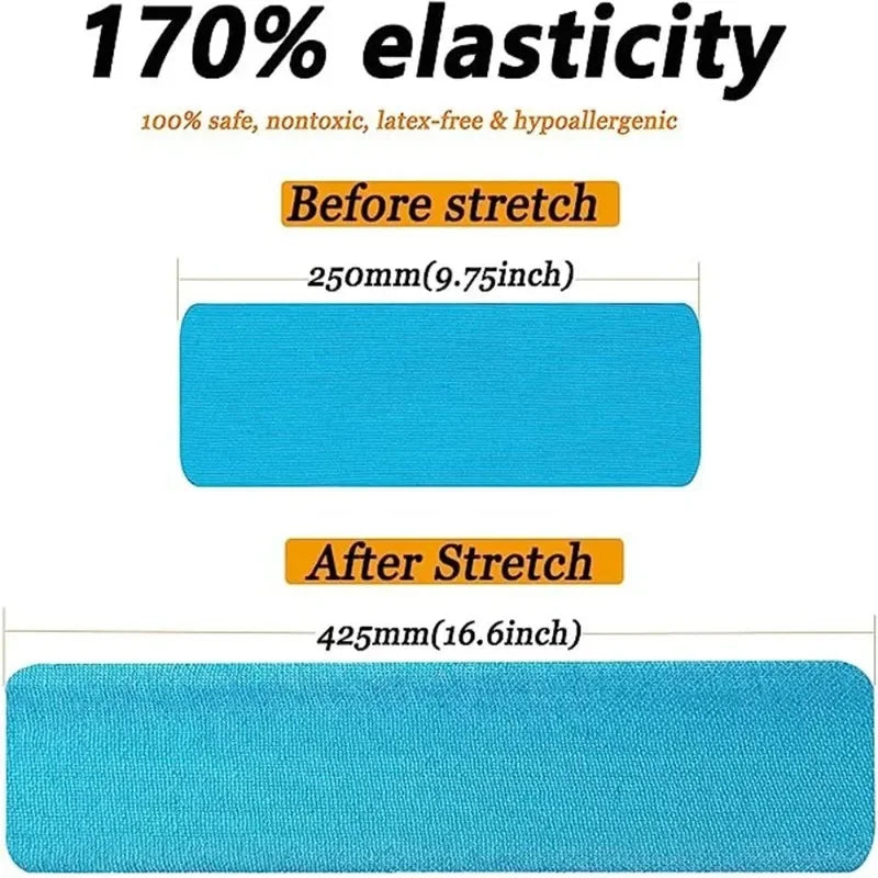 Kinesiology Tape Pro Athletic Sports (20 Precut Strips) Waterproof Elastic Adhesive Tape Muscle Pain Relief Joint Support