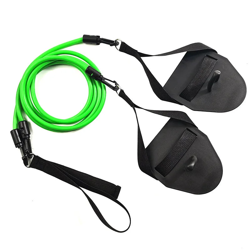Swimming Resistance Band Set with Hand Paddles Handles Exercise Workout Bands for Women Men 1.2m Stretch Cord