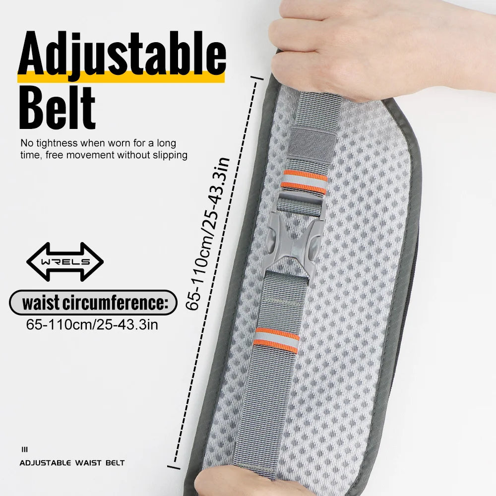 WRELS Waterproof Waist Pack with Adjustable Belt Slim Utralthin Waist Bag Breathable Running Gym Marathon Cycling Waist Belt Bag