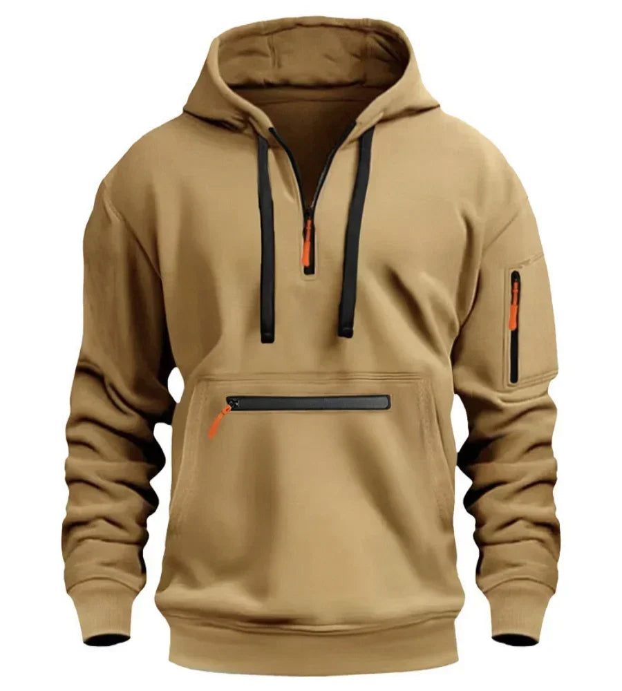 2025 New Men's Hoodies Winter Hooded Shirt Wear Fleece Multi Pocket Fashion Tops Hoody Loose Oversized Pullover Man Clothing
