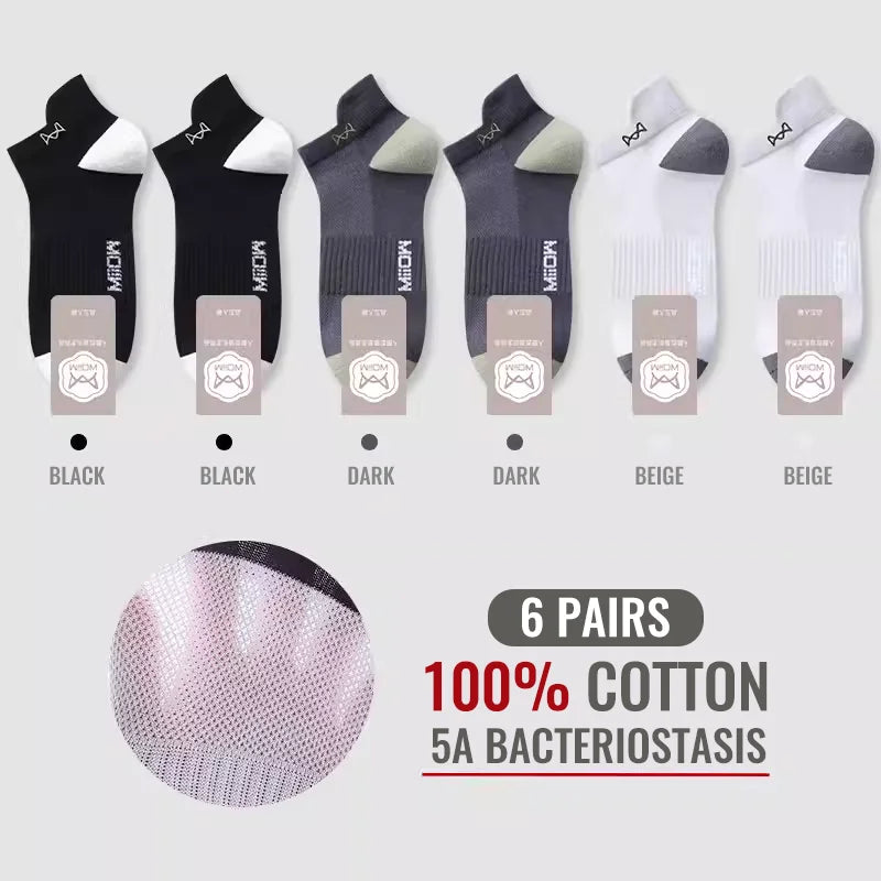 MiiOW 100% Pure Cotton Short Socks Men Ankle Sock Business Dress Ear-lifting Heel Protection Deodorant Antibacterial Sports Sock