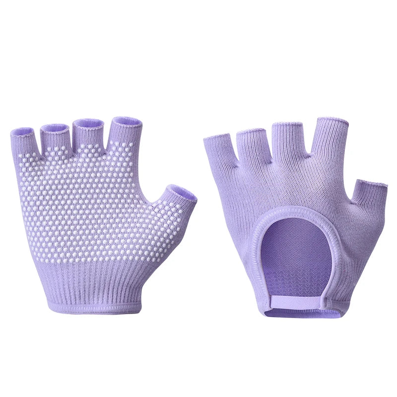 Women Anti-slip Yoga Gloves Cotton Fitness Half Finger Gloves Breathable Outdoor Cycling Bicycle Pilates Sports Fishing Gloves