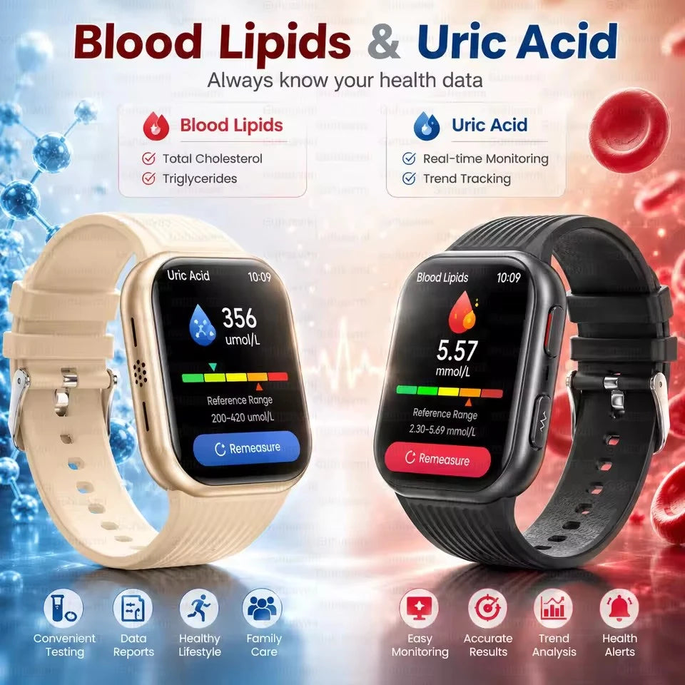 New Ladies Health Smart Watch NFC Airbag Blood Pressure ECG AI Diagnosis Blood Lipid Uric Acid SOS Call Smartwatch For Women BOX