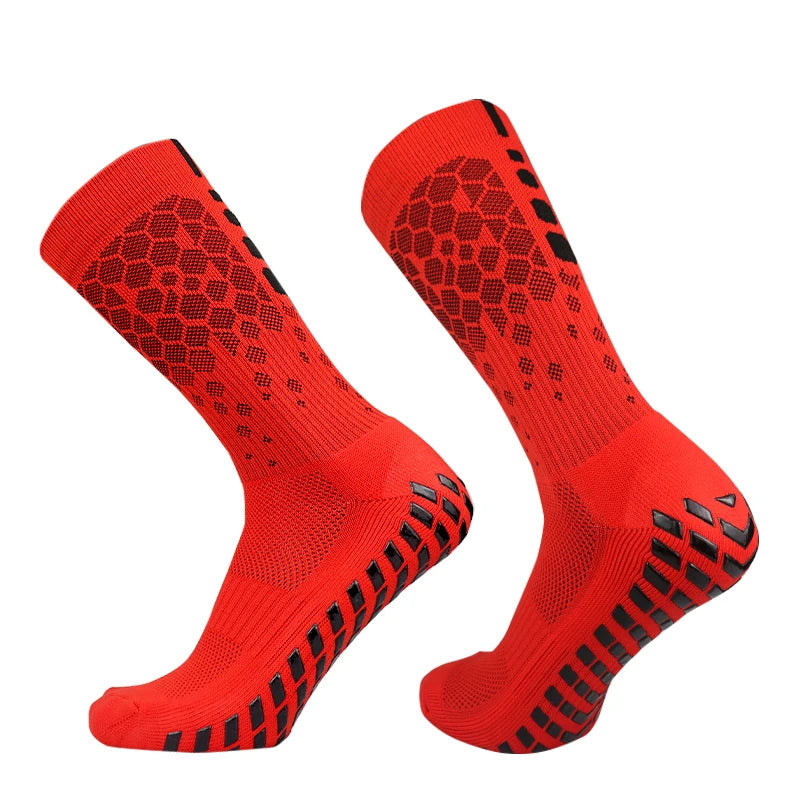 2023 New Men Women Football Socks Honeycomb Graphics Breathable Sports Arrow Silicone Anti Slip Grip Soccer Socks