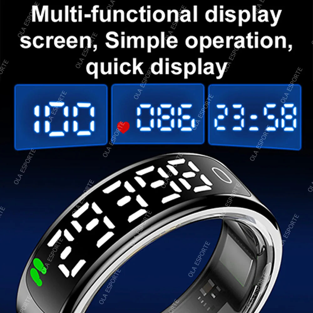 2026 New Smart Ring with Touch Display Screen With Charging Box Sleep Health Manager Pedometer Waterproof For Android iOS R12