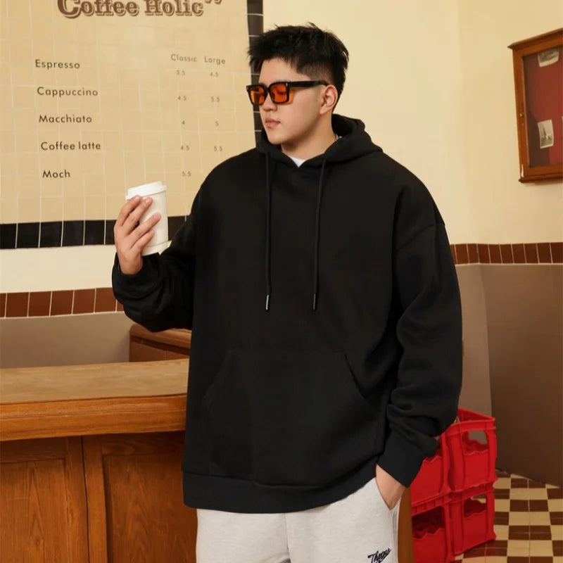 Men's 100% Cotton Hoodies Plus Size 110KG-185KG Pullover Loose Sweatshirt Comfortable Casual Black Tops Male Clothing 1XL-7XL