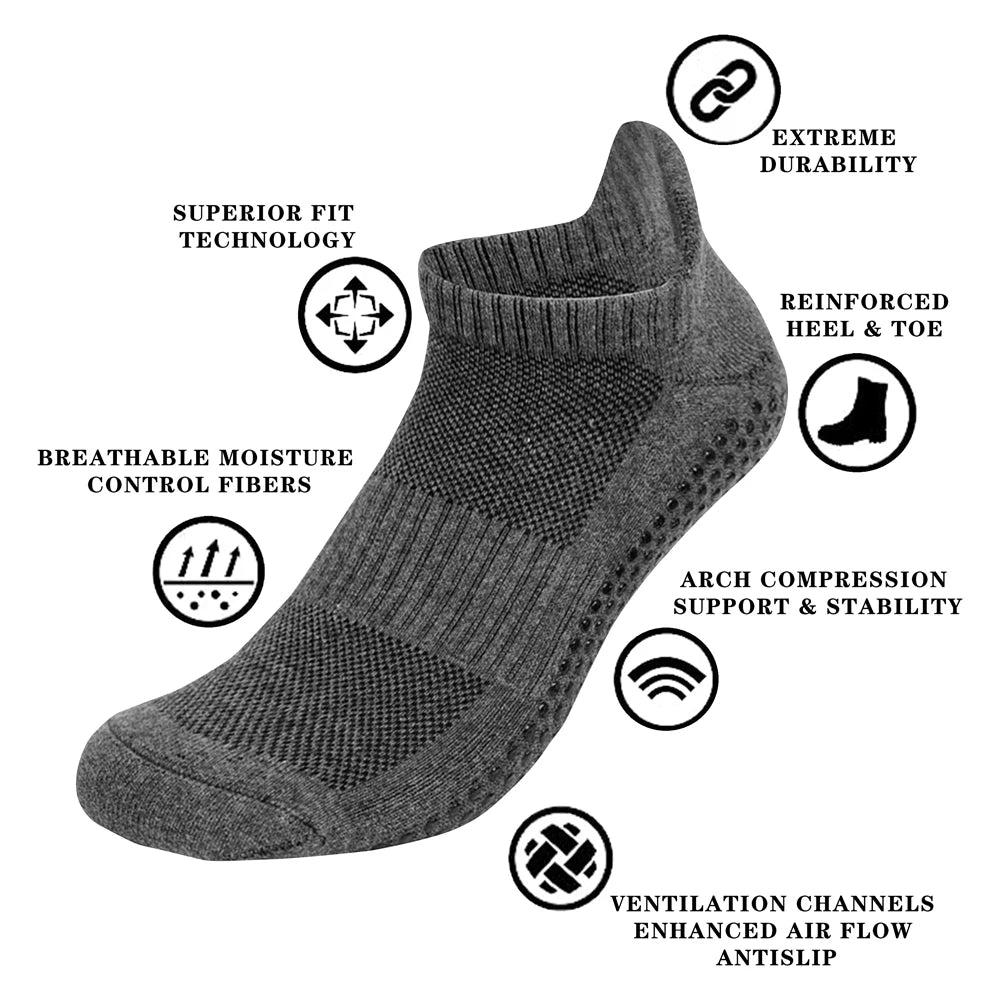 1 Pair Unisex No Show Socks Towel Liner Non Slip Athletic Yoga Gym Indoor Fitness Ankle
