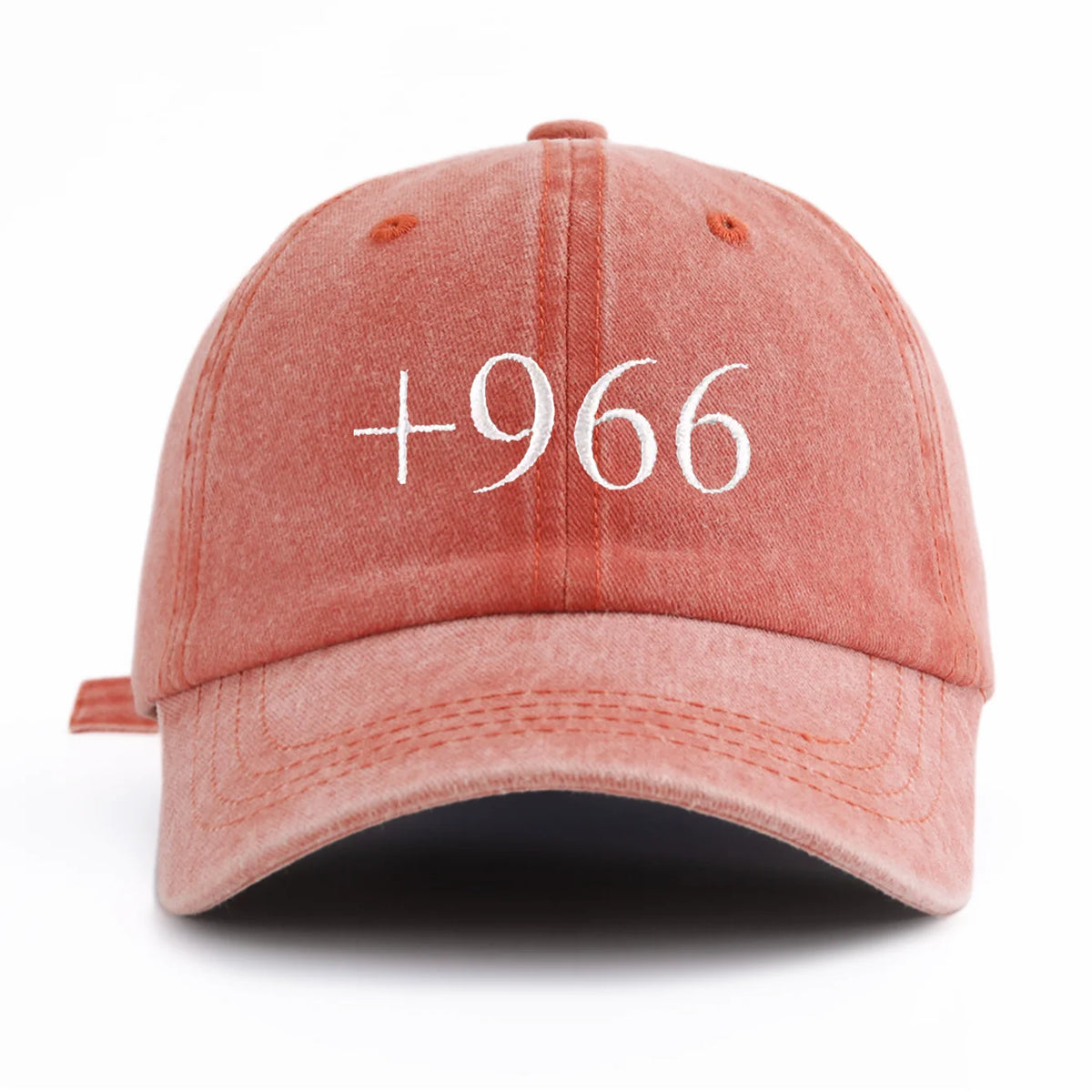 1pc +966 Embroidery Washed Baseball Cap for Adults, Minimalist Retro Style Casual Soft Adjustable Dad Hat, Perfect As Gift
