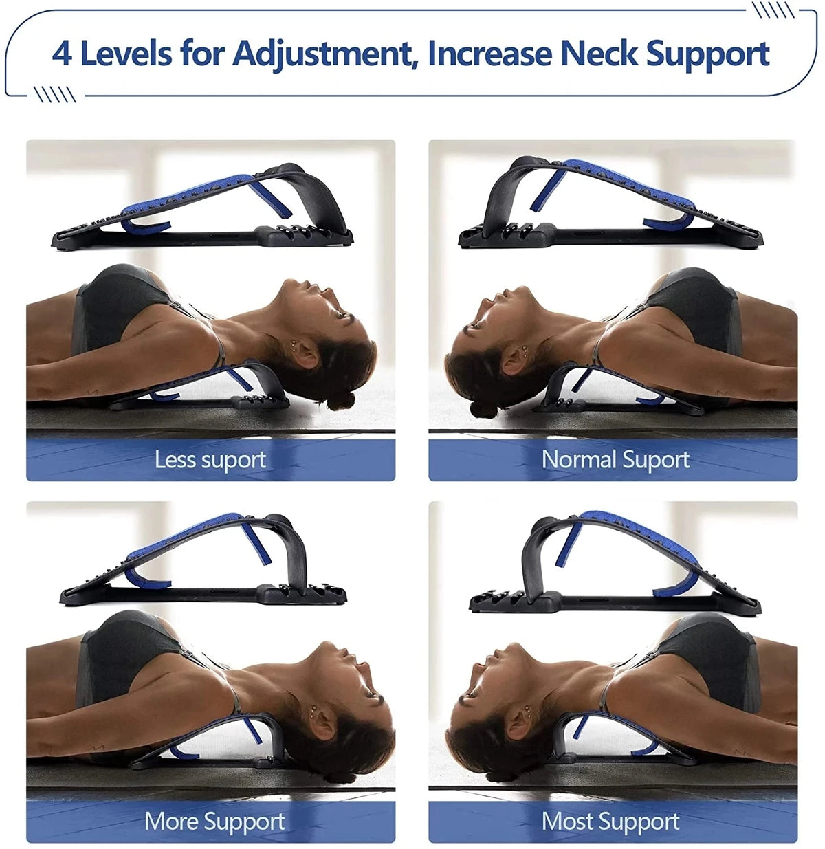 4 Level Magnetic Neck Stretcher Traction Device Massage Tools Pillows Back Stretch Fitness Lumbar Support Cervical Spine Relief