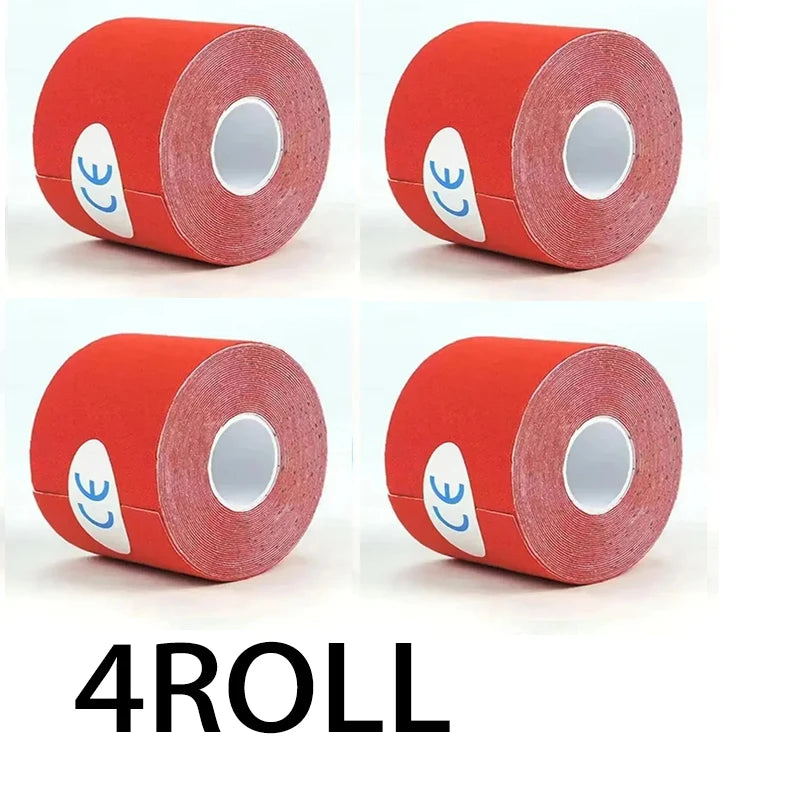 4 Roll Ride Force Kinesiology Tape Athletic Recovery Self Adherent Wrap Taping Medical Muscle Pain Relief Knee Pads Protector