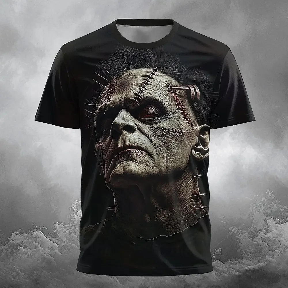 Horror Character 3D Print Men's T Shirt Hip Hop Trend y2k Clothes Casual O-neck Loose Tops Fashion Breathable Short Sleeve Tees