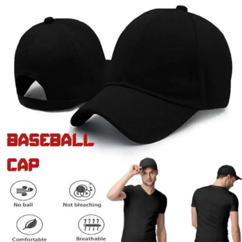 Unisex Baseball Cap – Adjustable Black Sports Hat for Outdoor Casual Summer Wear