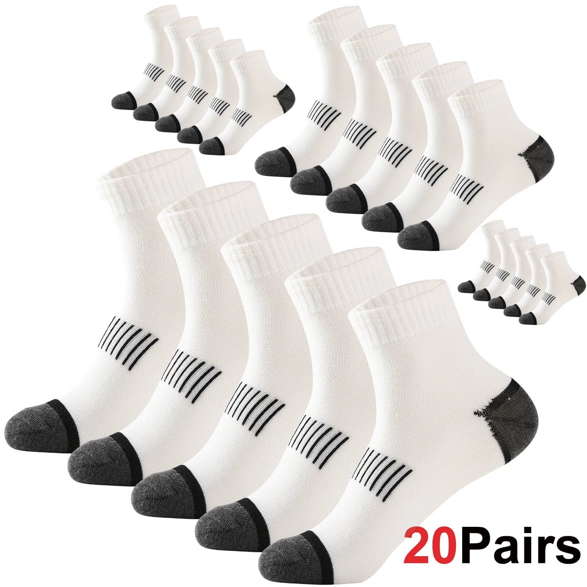 20Pairs High Quality Men's Cotton Socks Set Casual Breathable Sports Winter Black Large Size 38-45