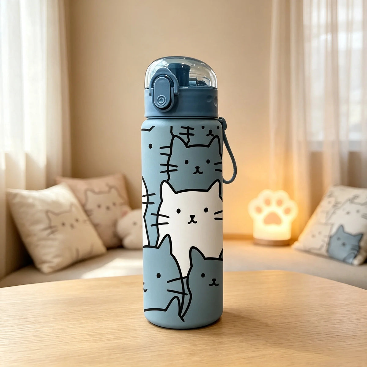 Transparent Cool Astronaut Cartoon Water Bottle, Stylish High Appearance, Lightweight Leakproof Design with Lanyard,Gift,School