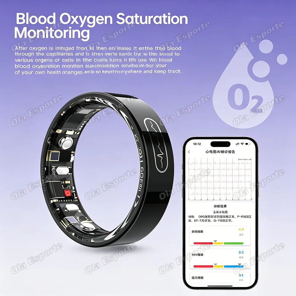 2026 New ECG Smart Ring With Charge Case, Blood Pressure,Heart Rate,Sleep Monitor,5ATM+IP68 Waterproof Multiple Sport Modes Ring
