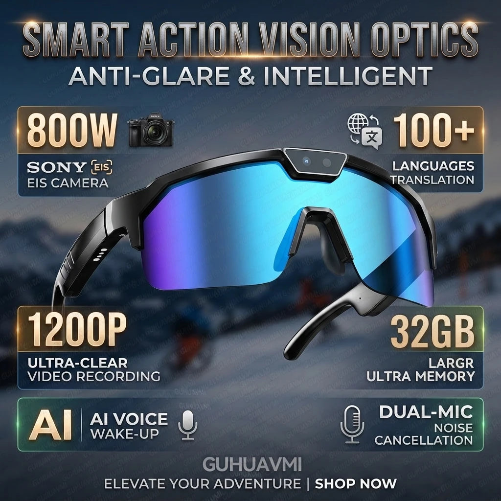 2026 New AI Smart Sports Glasses 800W Camera 1200P HD Anti-shake Cycling Video Shooting Artifact ChatGPT 32GB Windproof Goggles