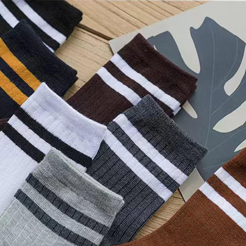 5 Pairs Of Men's Socks, Autumn And Winter Vintage Fun Fashion Athletic Socks, Sports Trend Socks