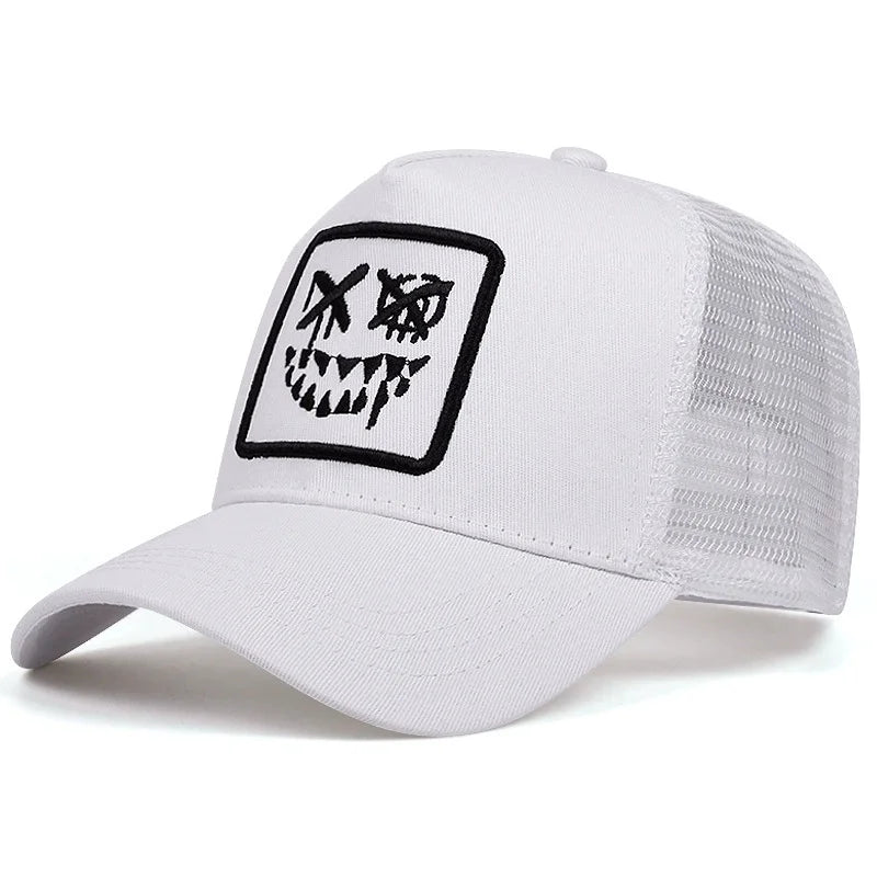 Unisex XX Smiling Face Embroidery Baseball Net Caps Spring and Summer Outdoor Adjustable Casual Hats Sunscreen Hat