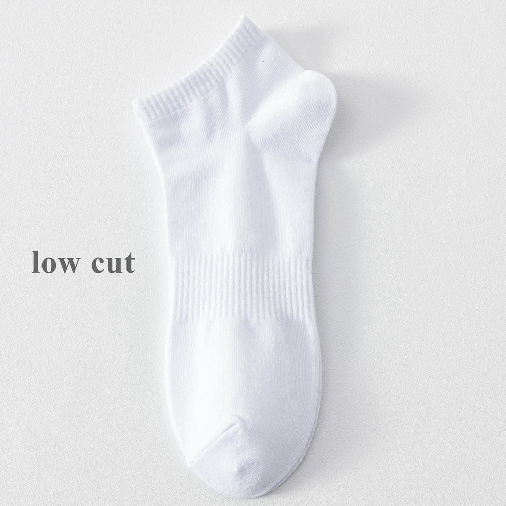 6 Pairs Plus Size EUR45-50 Men Socks High Quality Cotton Ankle Socks Black White Grey Crew Socks Sports