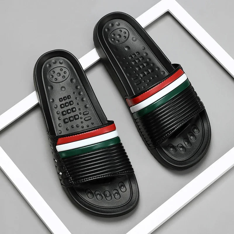 Men Shoes EVA Slippers Striped Cloud Thick-soled Sandals Summer Soft Bottom Slides Beach Slippers Male Indoor Outdoor EVA Slides