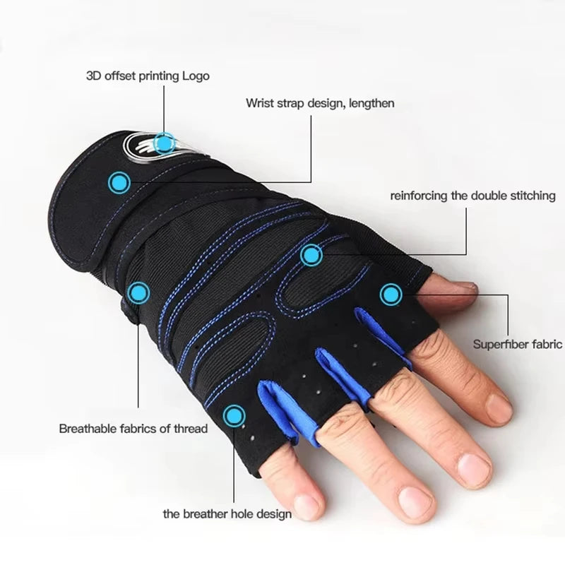 1Pair Gym Gloves for Men Women Fitness Weight Lifting Wristband Gloves Training Sports Exercise Cycling Glove Shockproof
