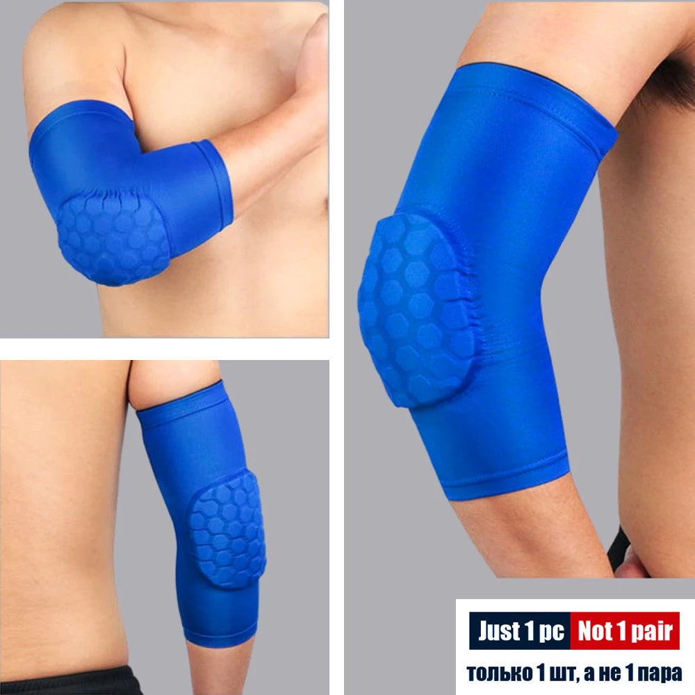 1Pcs Sports Elbow Compression Sleeve Arm Forearm Support Brace Crashproof Honeycomb Pad Cycling Running Basketball Arm Guard