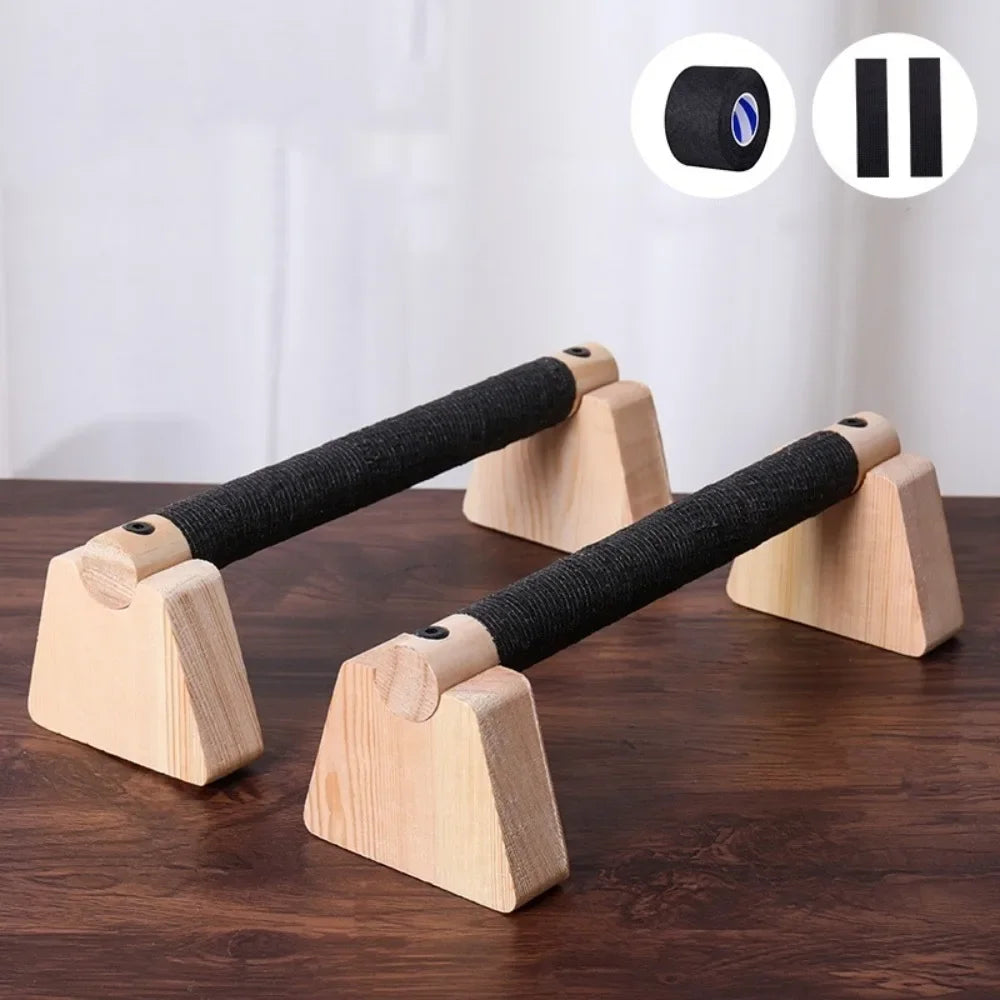 1 Pair Street Fitness Push Up Bar Thickened Handle Solid Wood Push-up Rack Triceps Non-slip Home Exercise Equipment Gym