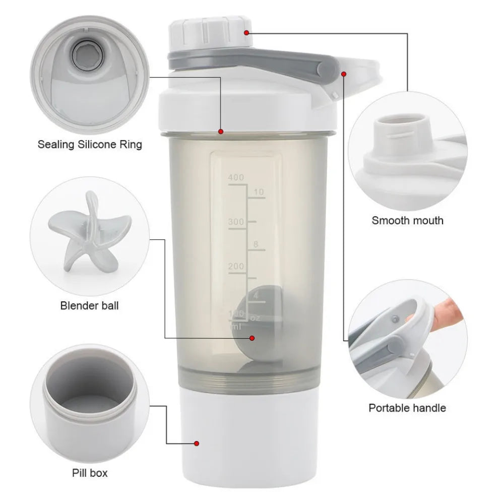 400ml Shaker Bottle 1pc Protein Shaker Plastic Bottle Portable Fitness Bottle for Fitness Enthusiasts Athletes Drinkware