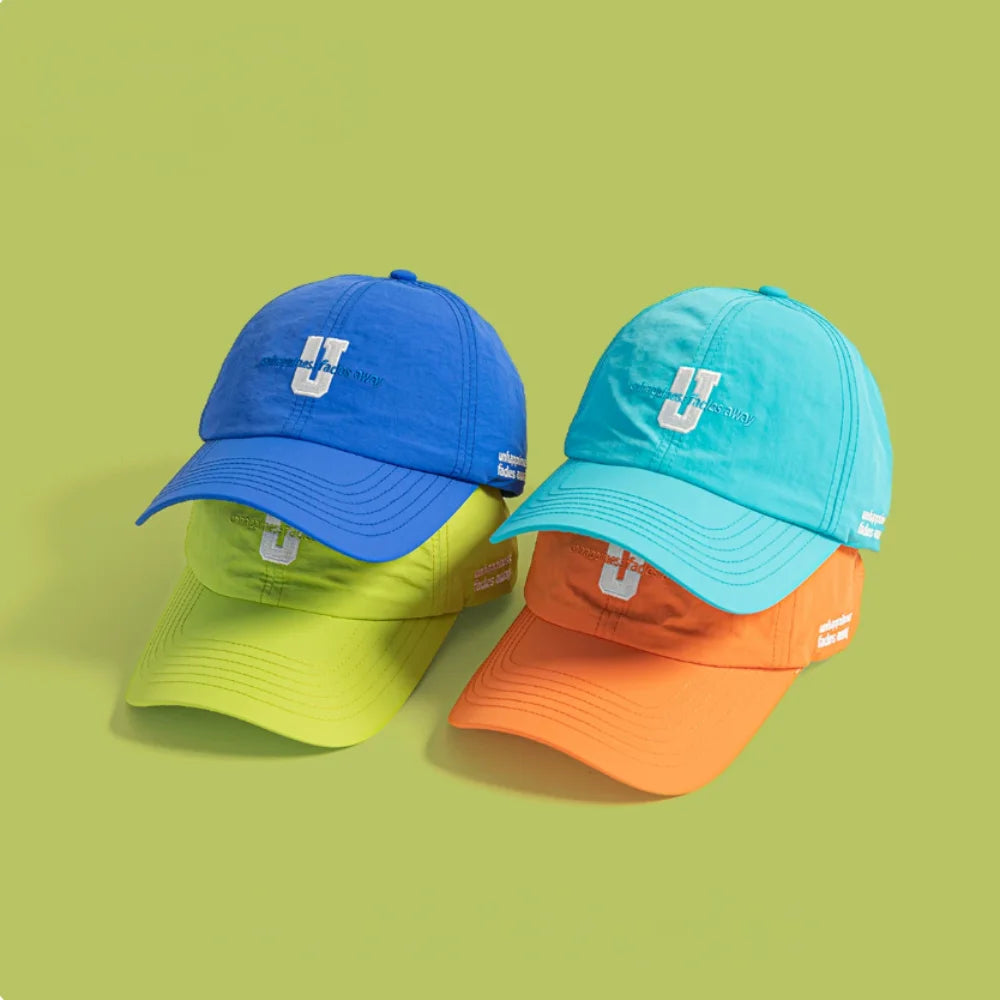 Baseball Cap Curved Brim Mesh Waterproof Embroidery Letter Hat for Men Women Outdoor Running Cycling Korean Fashion Sport Cap