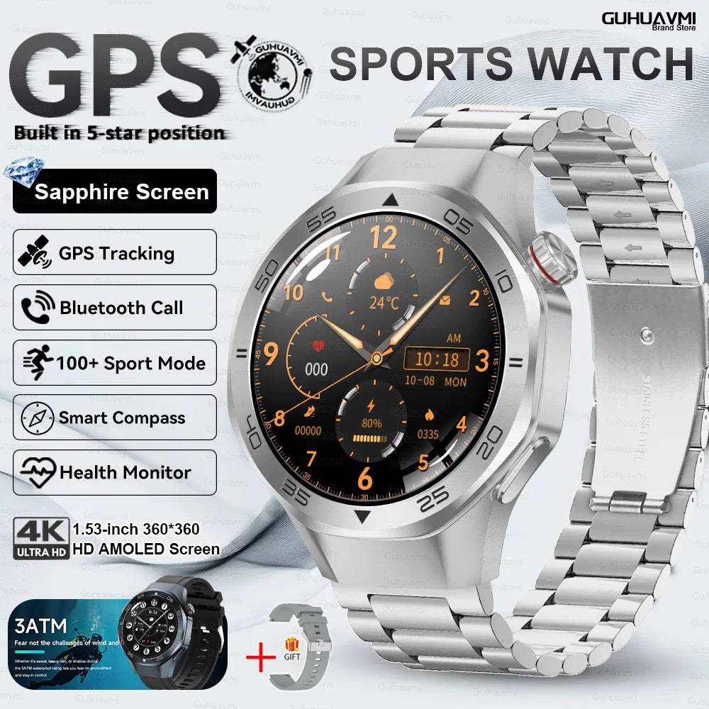 New Watch 6 Pro SmartWatch Built-in GPS Bluetooth Call Heart Rate 3ATM Waterproof 1.53