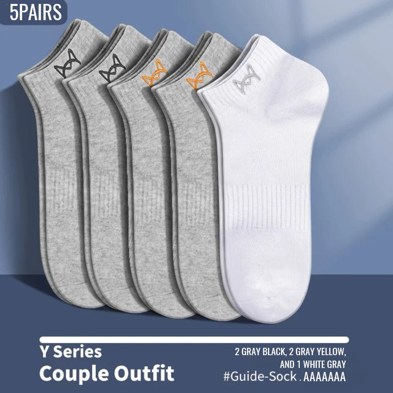 MiiOW Pure Cotton Short Sock Men Sport Non-Slip Invisible Ankle Sock Summer Anti Sweat Deodorant Breathable Business Dress Sock