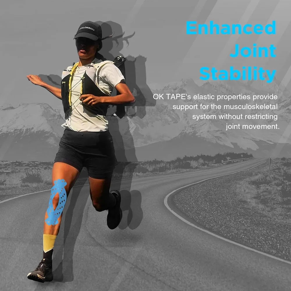 4 Rolls Perforated Kinesiology Tape for Sensitive Skin, More Breathable, Elastic Athletic Tape for Pain Relief & Muscle Support