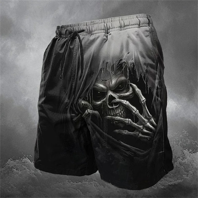 Men's Skull Design Printed Beach Shorts Swimwear Casual and Comfortable Summer Hip-Hop Shorts Fashion Casual Quick-dry Shorts