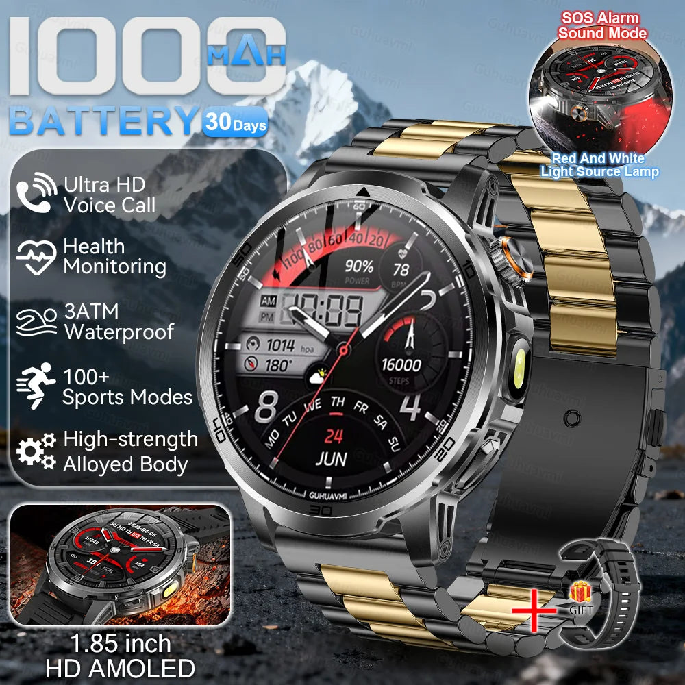 2026 Military T-Rex 3 Smart Watch Fitness Clock Men 466*466 AMOLED Screen 1000mAh Battery Flashlight Call Waterproof Smartwatchs