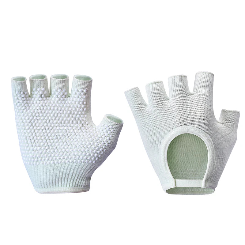 Women Anti-slip Yoga Gloves Cotton Fitness Half Finger Gloves Breathable Outdoor Cycling Bicycle Pilates Sports Fishing Gloves