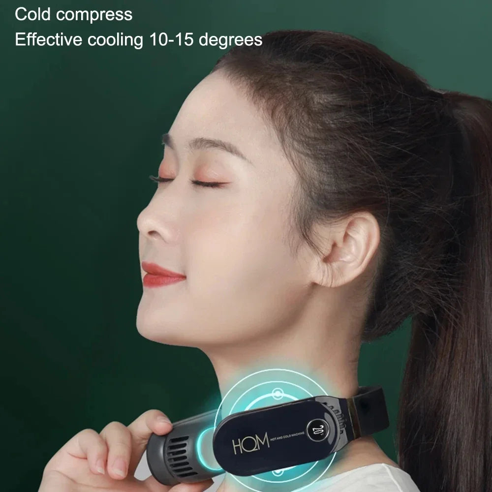 Portable Neck Fan Summer Air Cooler Bladeless Fan USB Leafless Fans Cooling Conditioner Wearable Neckband Fan With Warm Heater