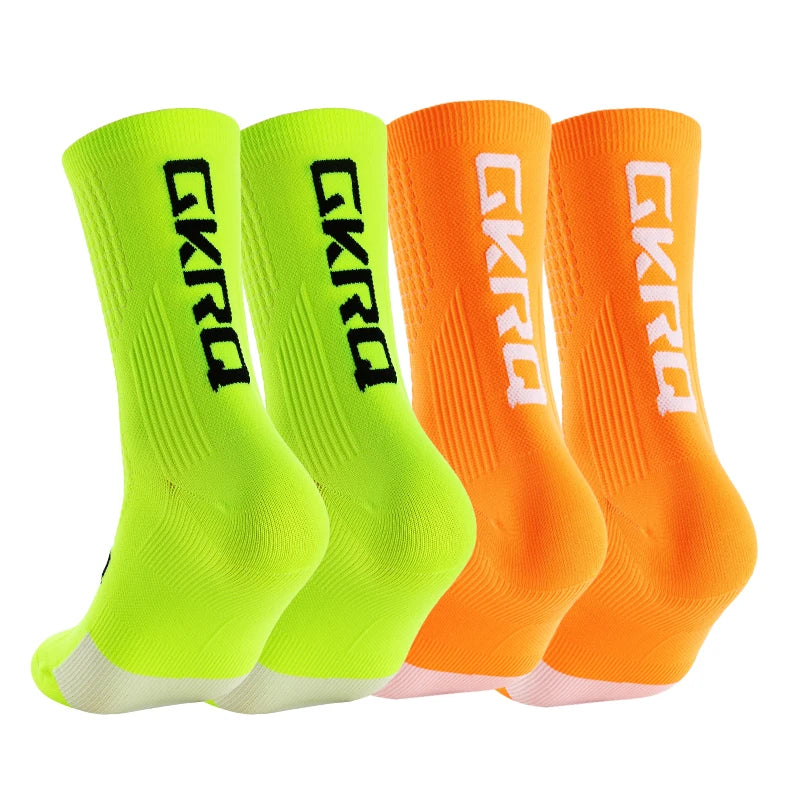 GKRQ 4pairs 2025 New Cycling Socks Bike Nurse Compression Road Bike Running Mtb Knee-high White Sports Funny Brand Black