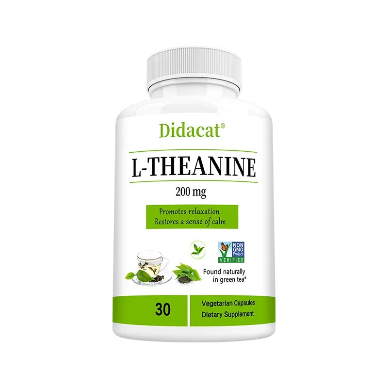 L-Theanine 200mg Vegetarian Capsules, Natural Amino Acid Supplement for Relaxation & Mood Balance, Support Mental Focus & Calm