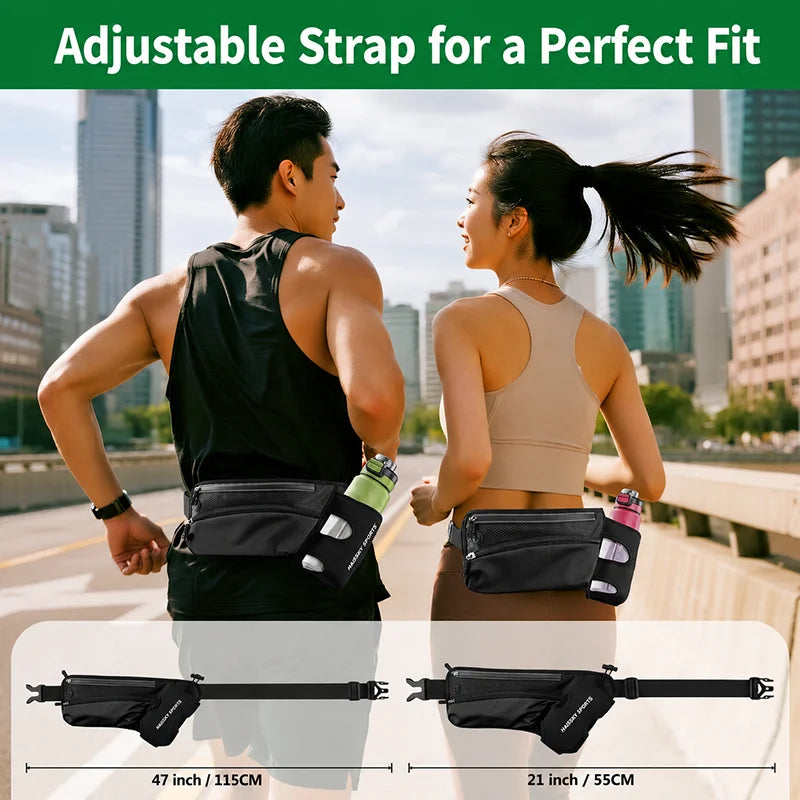 Haissky Upgrade Water Bottle Holder Running Bags For Women Men ,Outdoor Sports Fitness Large Capacity Fanny Waist Pack Pouch