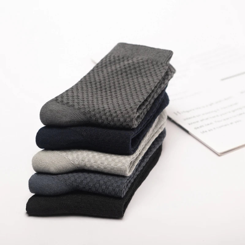 Bamboo Fiber Men's Socks 10Pairs Black Business Soft Breathable Long High Quality Autumn for New Male Sock Plus Size 39-48