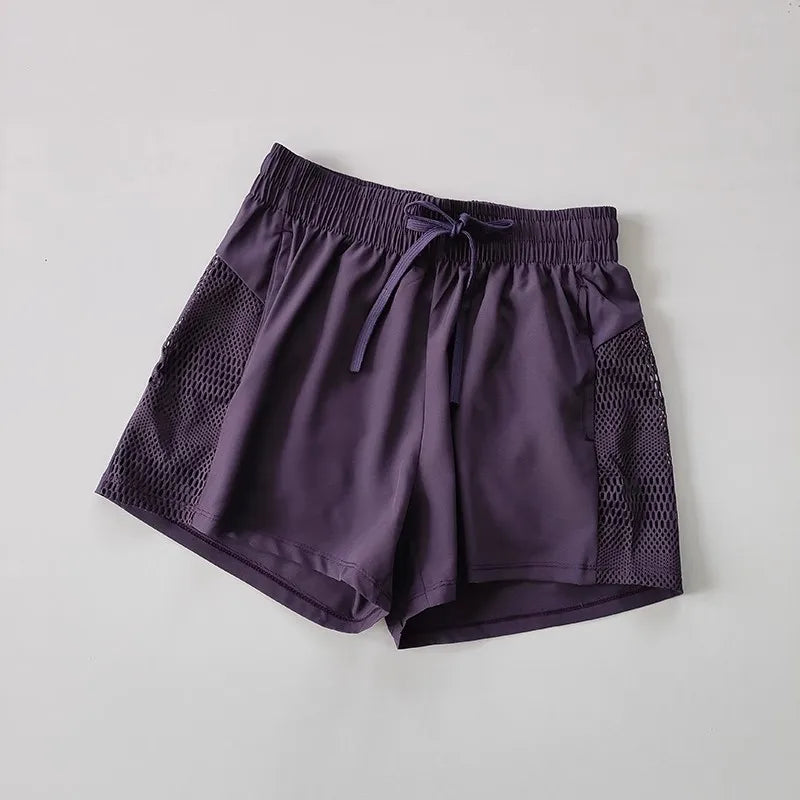 Summer Yoga Shorts Casual Running Shorts Women Jogging Fitness Gym 2 in 1 Workout Shorts Quick Drying Breathable Sports Shorts