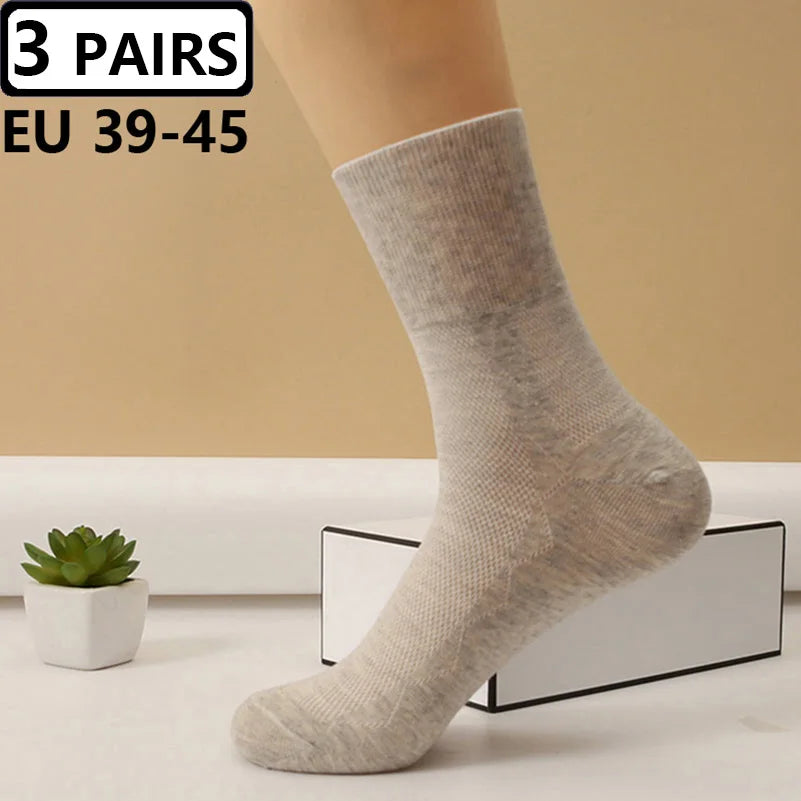 3 Pairs Plus Size EUR 45-50 Prevent Varicose Veins Socks Mens Diabetics Patients Cotton Loose Mouth Sock Man Women Comfort Meias